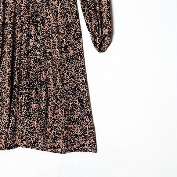 WILFRED New Gallery Dress Midi Long Sleeve Leopard Animal Print XXS Aritzia - Picture 13 of 16